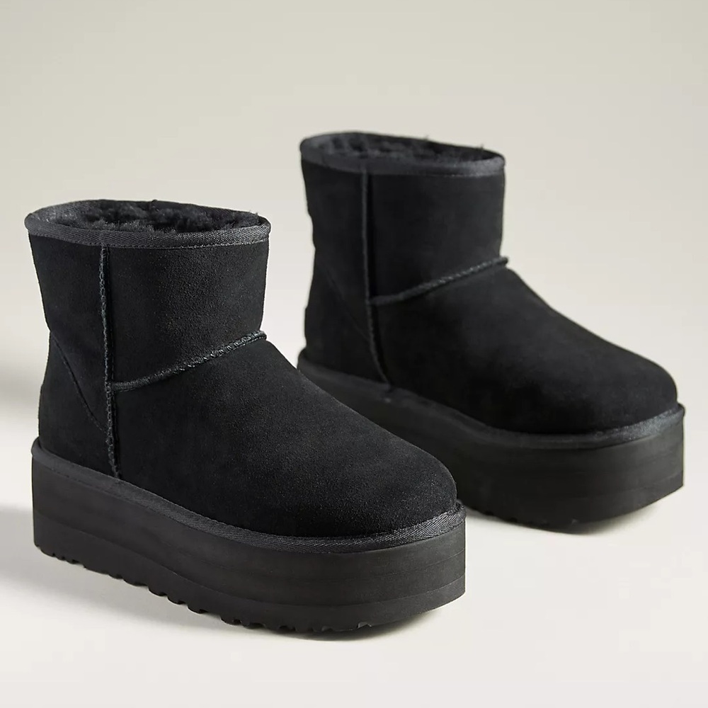 New Anthropologie + UGG Classic Mini Platform Boots in Black